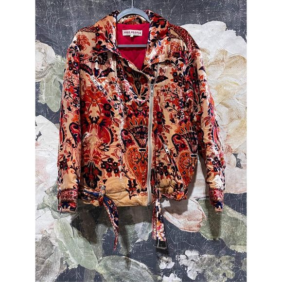 NEW Free People Bailey Velvet Moto Jacket Size M - Picture 2 of 5